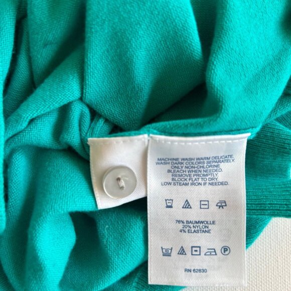 Lands’ End Women's Supima Cotton Cardigan Plus Size L/14/16 Light Green - Picture 4 of 6